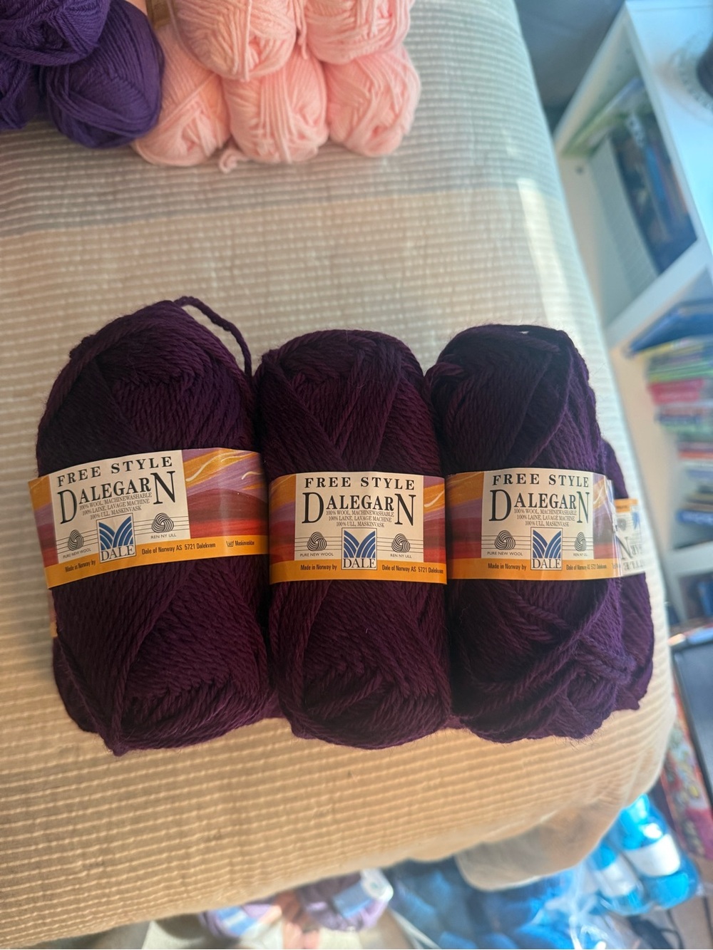Yarn, 10 skeins Dale of Norway Deep Plum Free Style Yarn